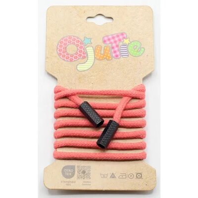 oranje (koraal) koord met stoppers 5mm - 1.15m