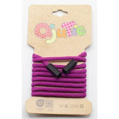 lila (violet) koord met stoppers 5mm - 1.15m