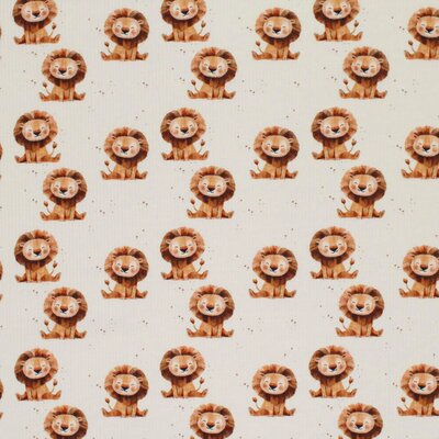 beige (natural-kiezel) cacao Leeuwen  - digitaal fijne katoenen Baby rib tricot SOFT *S