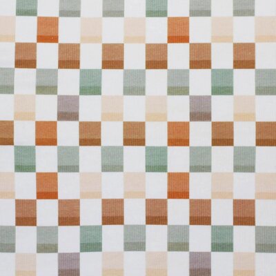wit (off white) olijf groen natural cacao Blokjes Ruiten  - digitaal fijne katoenen Baby rib tricot SOFT *S