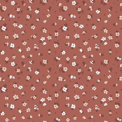terracotta d.wit beige Lieve Bloemetjes tricot