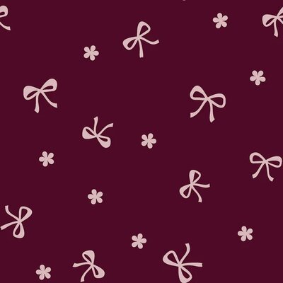 mauve (plum) roze Bloem en Strikjes katoenen Corduroy babyrib *S