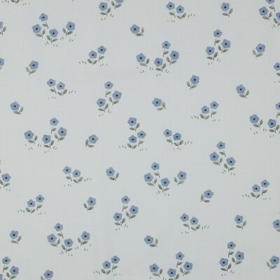 wit blauw groen Madelief Bloemen Vive la France digitale poplin katoen *S