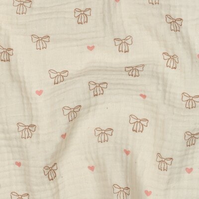 wit (natural) beige roze Strikjes en Hartjes Biologische hydrofiel (op=op)