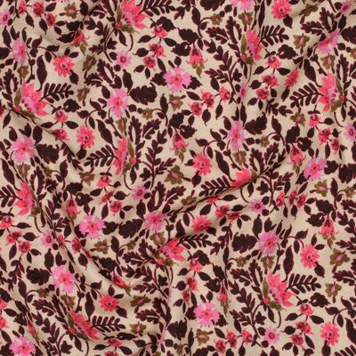 beige blush roze bruin groen Bloemen digitale  -  french terry