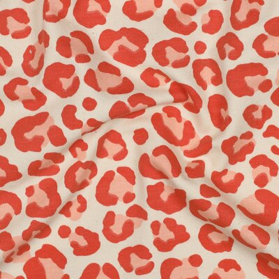 beige zalm oranje Luipaard print -  french terry (op=op)