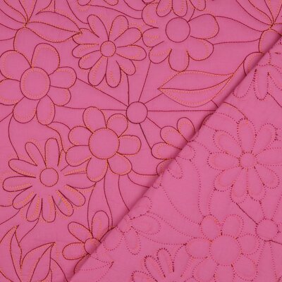 roze (blush) Madelief Bloemen Dubbelzijdig Gevoerde katoen *S