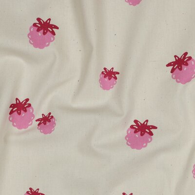 wit (natural) roze Berries - biologische poplin katoen *S