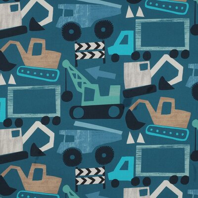 blue (petrol) beige green white Work Vehicles excavator concrete truck cotton