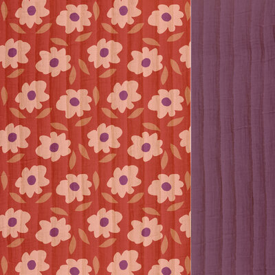 mauve red claypink nude Daisy Flowers Quilted double gauze