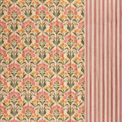 blush pink natural green yellow Stripes and French Flowers Quilted double gauze