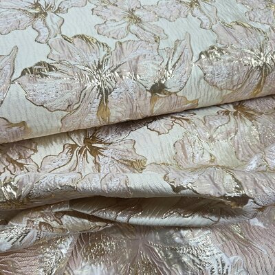beige champagne pink gold Flowers Jacquard fabric