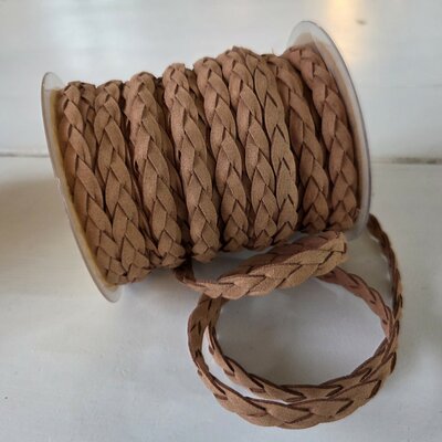 camel suede gevlochten koord 10mm *S