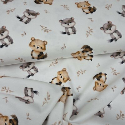 wit (off white) camel grijs bruin Wasbeertjes digitale flanel (op=op)