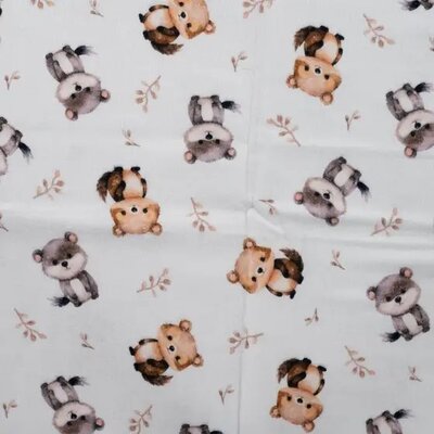 off white camel grey brown Racoon Animals digtital flannel