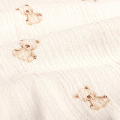 white (off white) camel Teddybears double gauze