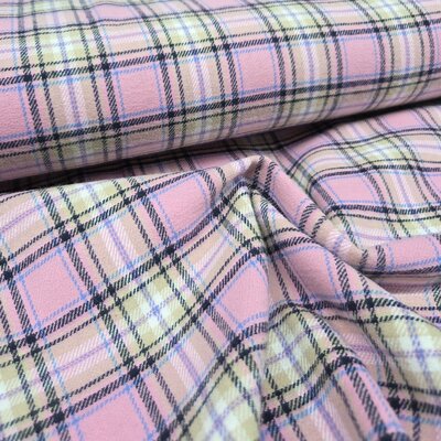 roze beige wit blauw zwart Ruitjes Ruiten flanel *S