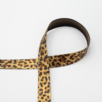 zwart goud luipaardprint taille glitter elastiek 2,5cm *S
