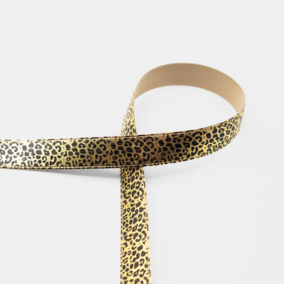 zwart goud luipaardprintje taille glitter elastiek 2,5cm *S