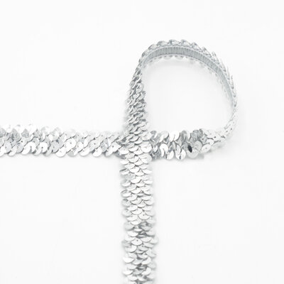 zilver pailletten glitter elastiek band 2cm *S