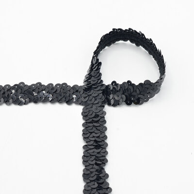 black sequins elastic tape 20mm
