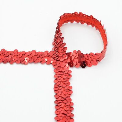 rood pailletten glitter elastiek band 2cm *S