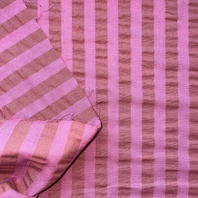 rood (bordeaux) fuchsia roze strepen katoen Seersucker