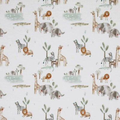 wit (off white) camel groen grijs Wildlife dieren - digitaal tricot *S