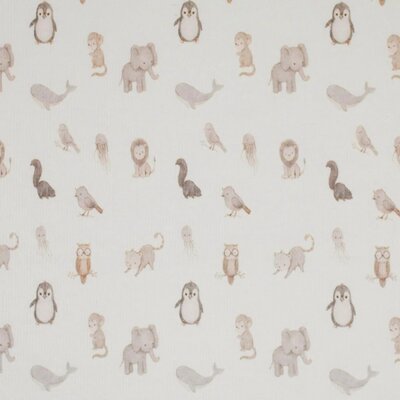 wit (off white) beige Pasgeboren Dieren  - digitaal fijne katoenen Baby rib tricot SOFT *S