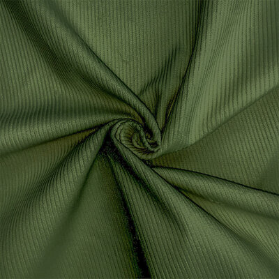 groen (olijf) uni katoenen Corduroy ribstof