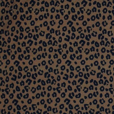 bruin zwart Luipaardprint - fijne katoenen Baby rib tricot SOFT *S