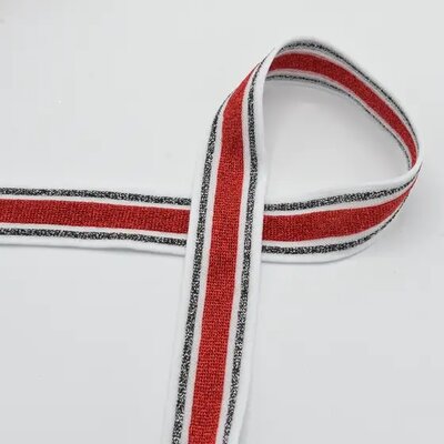 wit rood grijs glitter galon band 30mm (op=op) 