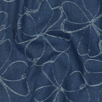 blauw Jacquard Bloemen jeans - Denim spijkerstof *S