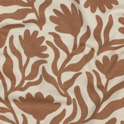 beige (natural) caramel Bloemen  -  french terry *S
