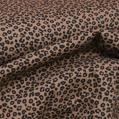 brown leopard print cotton baby rib knit jersey SOFT 