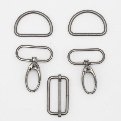 gunmetal metal bag buckles 30mm - 5 pieces