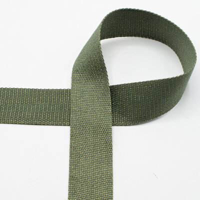 groen (olijf-army) glitter tassenband 40mm (op=op)