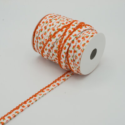 wit oranje sinaasappels band met schulp randje - poppenband (op=op)