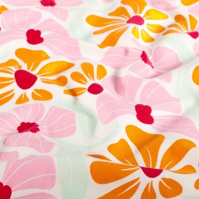 wit (off white) oranje roze rood Bloemen tricot (op=op)