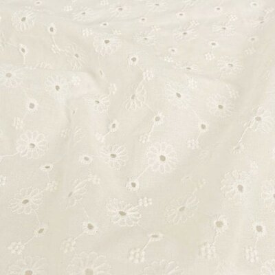 wit (off white) bloemetjes gaatjes broderie katoen *S