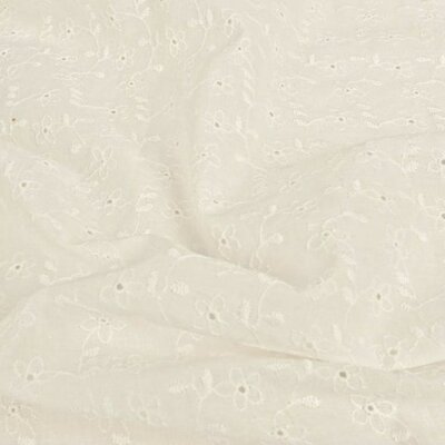 wit (off white) bloemetjes blaadjes gaatjes broderie katoen *S