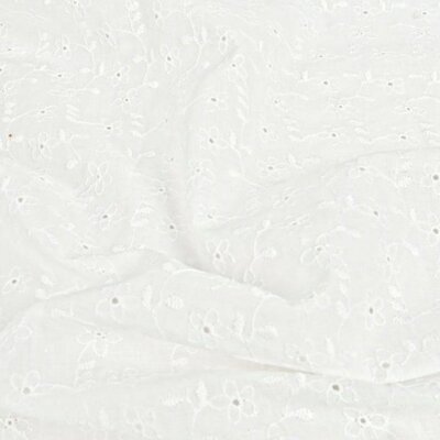 wit bloemetjes blaadjes gaatjes broderie katoen *S