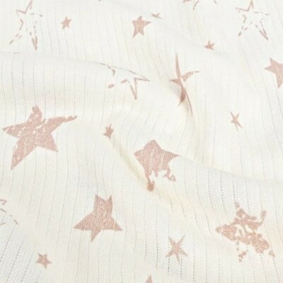 wit beige Sterren katoenen brede Baby rib tricot *S
