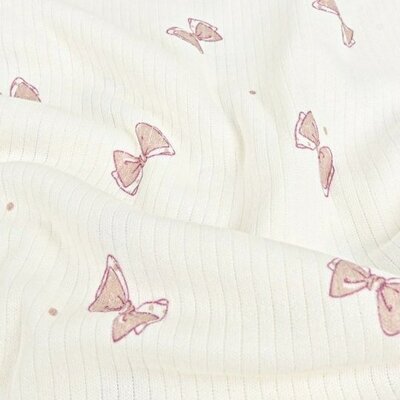 wit beige Strikjes katoenen brede Baby rib tricot *S