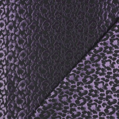 zwart paars Luipaard print  Jacquard Brokaat stof - dubbelzijdig (op=op)
