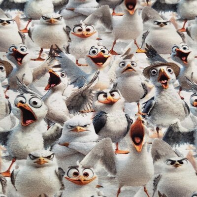 wit grijs oranje zwart Grappige Zee Meeuwen digitale tricot *S