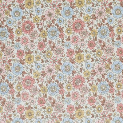 wit (off white) roze blauw oker Lente Sterbloem - digitaal tricot *S