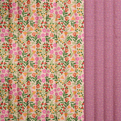 roze (licht) groen roze geel oranje rood Bloemetjes Dubbelzijdig Gevoerde katoen *S