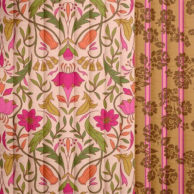 roze camel groen fuchsia Edele Bloemen Dubbelzijdig Gevoerde katoen *S