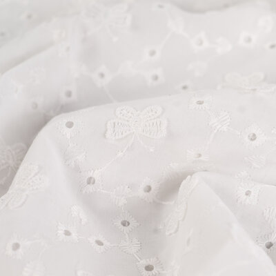 wit (off white) Vlinders Luxe broderie katoen met schulprand aan 2 zijden